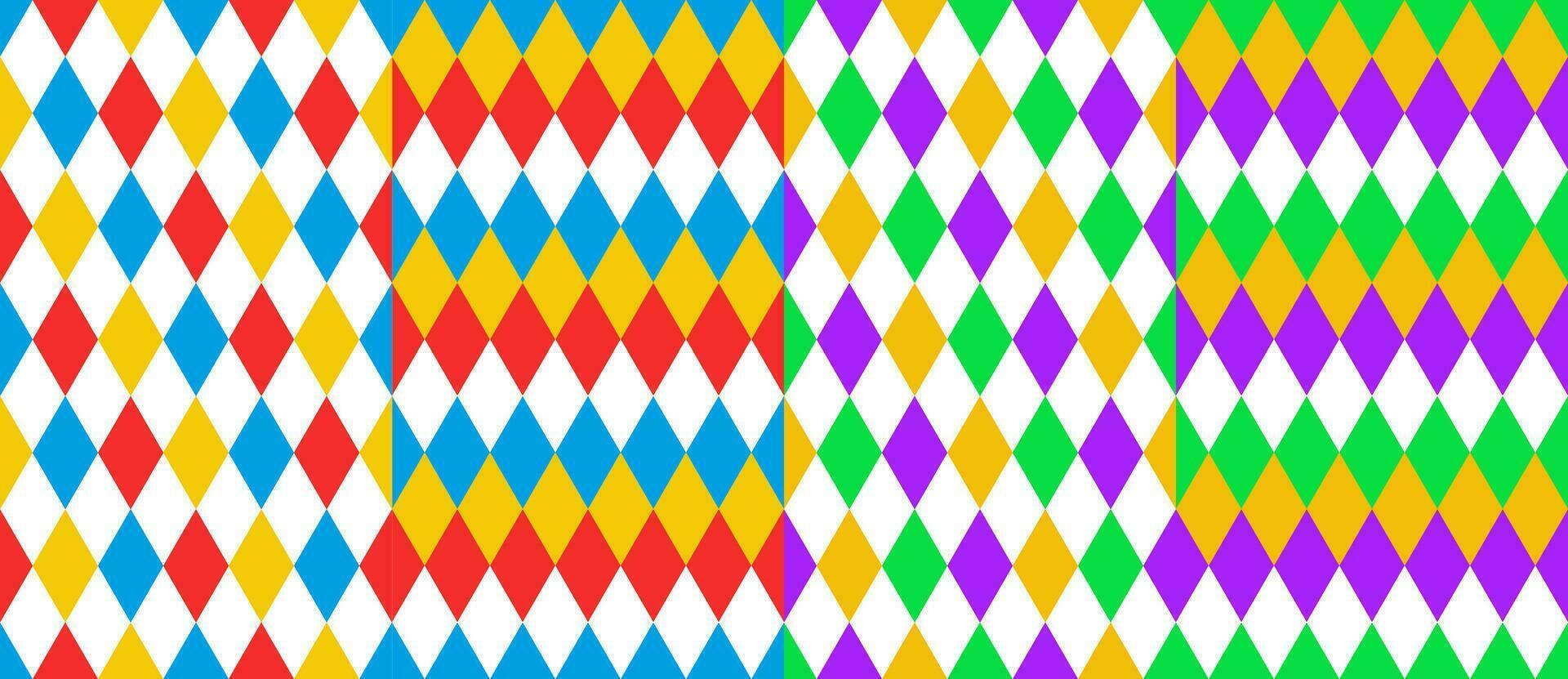 Circus harlequin patterns, rhombus backgrounds vector