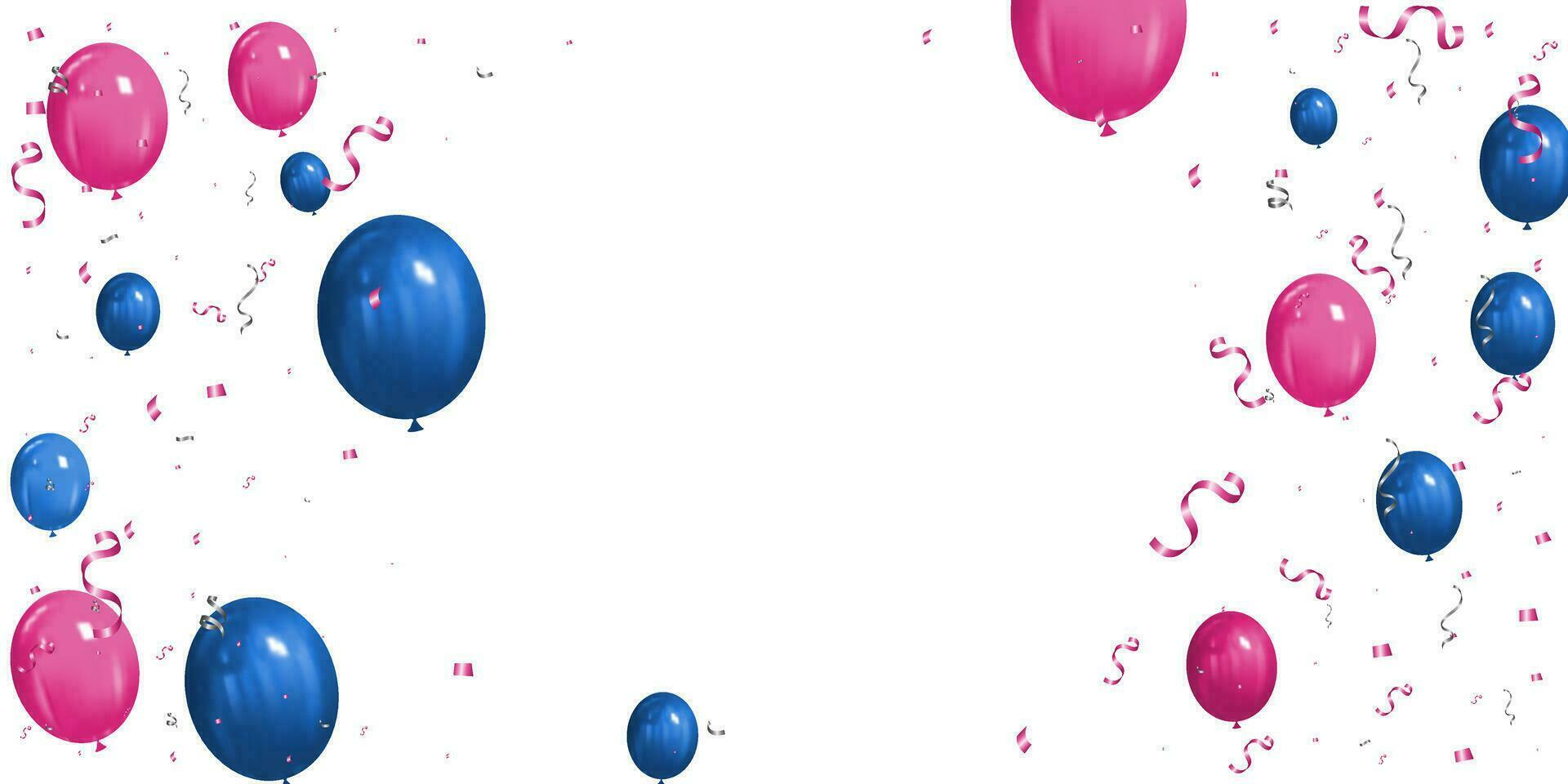 illustration of balloons and confetti on white background with space for text vector