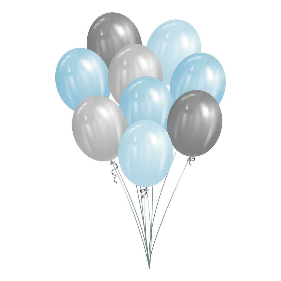 azul y plata globos aislado. vector ilustración. manojo del padre día globo