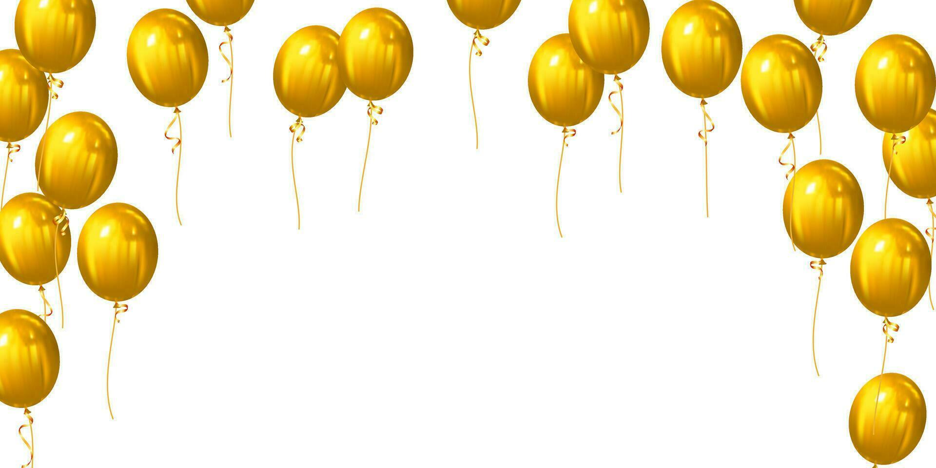 celebracion y rebaja bandera con oro globos antecedentes vector ilustración