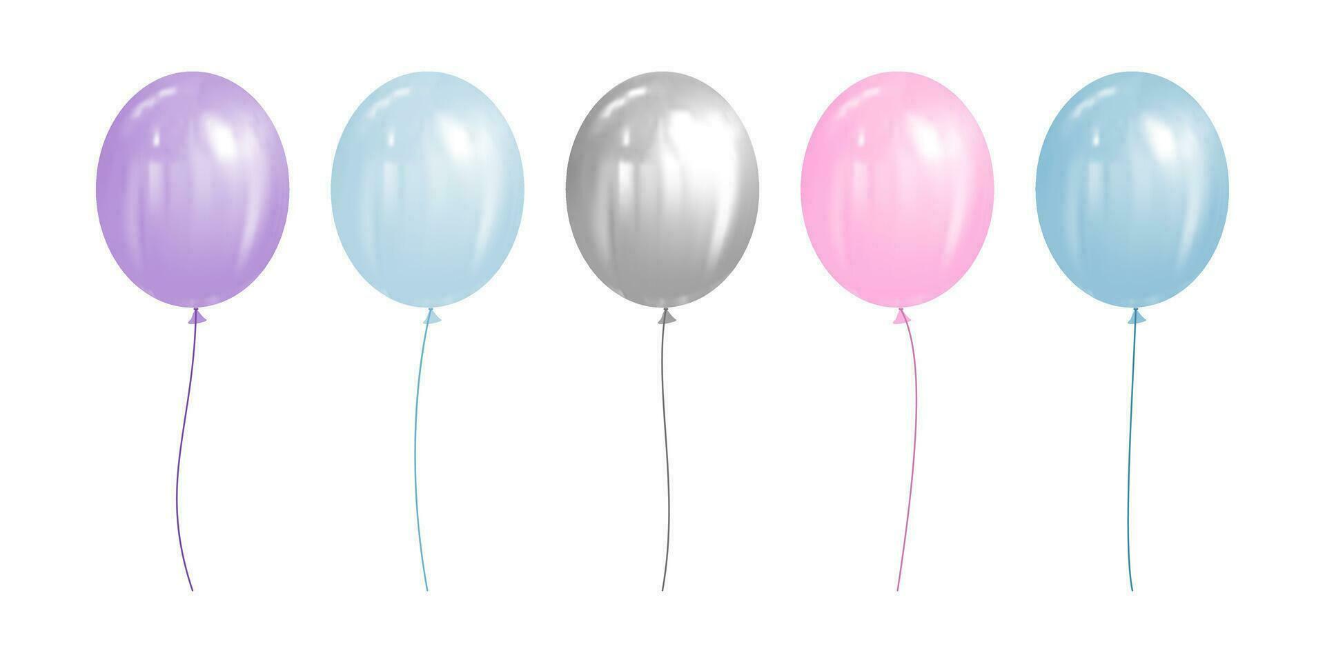 set of colorful balloons isolated on white background vector illustration