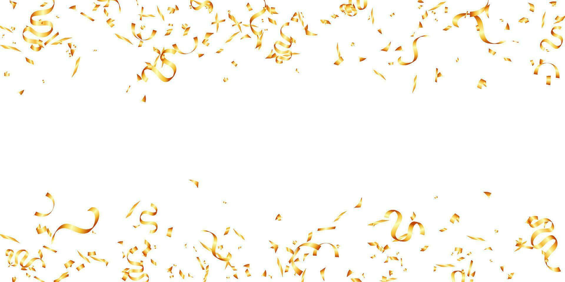 dorado papel picado y oropel celebracion, día festivo, cumpleaños, fiesta y aniversario vector