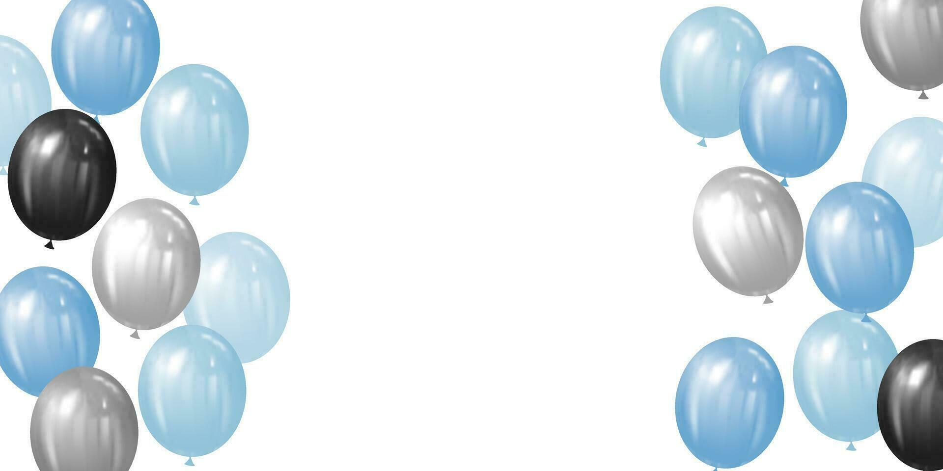 ilustración de azul y negro globos en blanco antecedentes con Copiar espacio vector