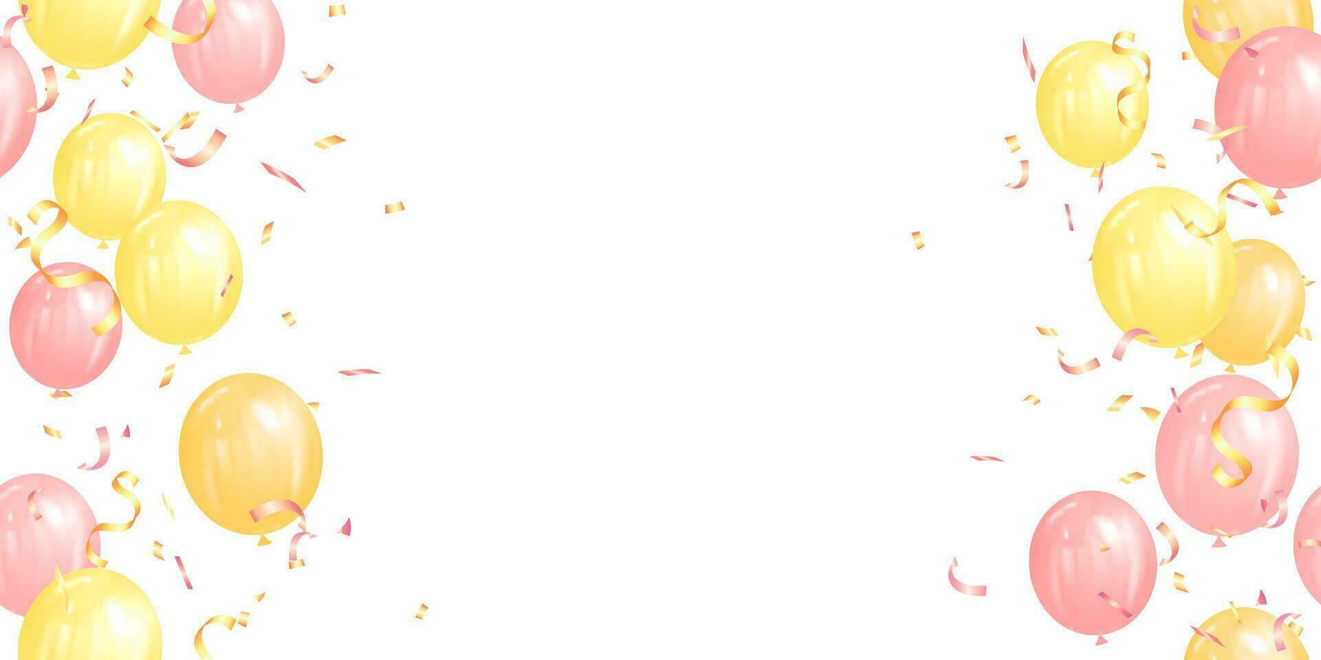 bebé ducha invitación con helio globos beige y amarillo en blanco antecedentes. vector ilustración