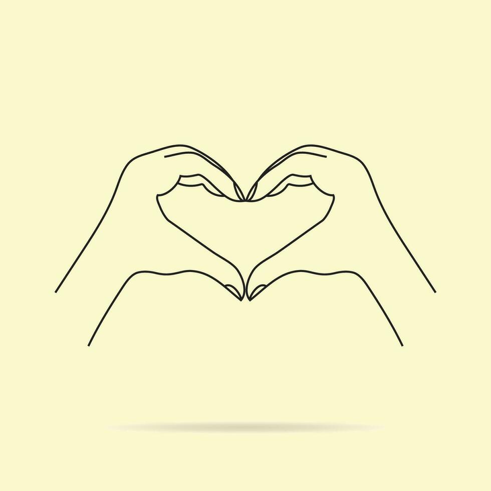 gesto de amor esta es levantamiento manos por haciendo corazón forma mano yo amor usted icono logo vector diseño aislado en un crema de colores antecedentes.