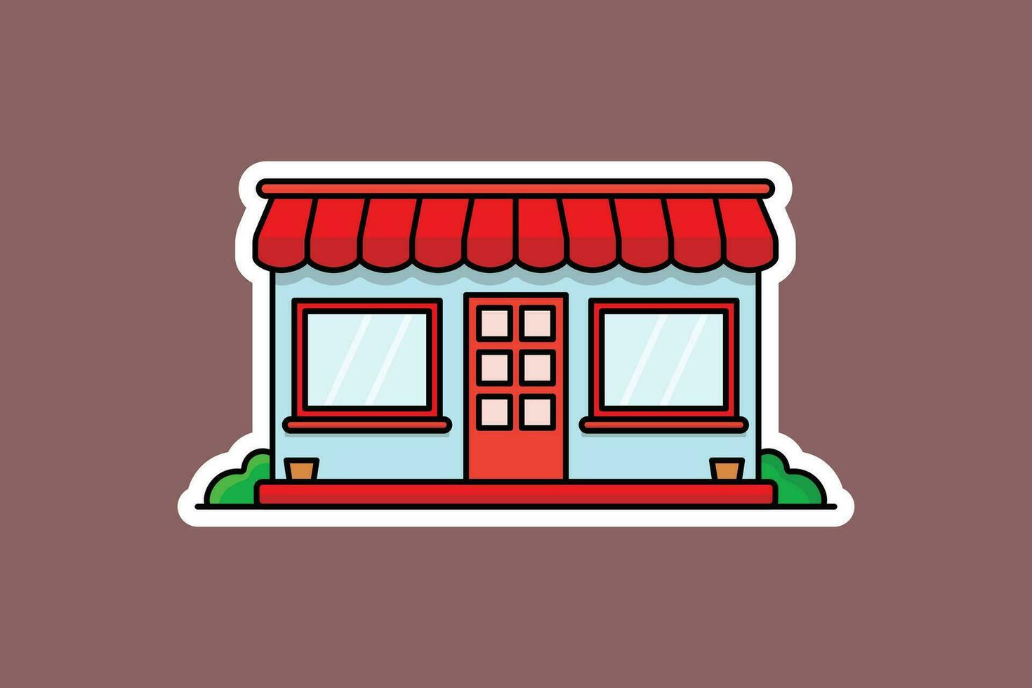 Street Restaurant Building Sticker vector illustration. Minimalist house icon concept. Restaurant building sticker design logo. Beautiful minimalist shop building front view sticker vector design.