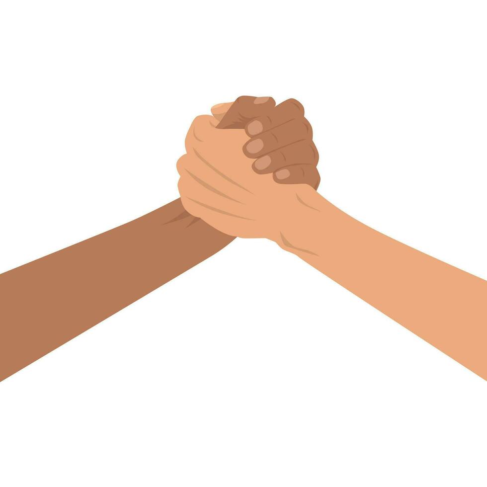Two hands clasped together. Flat design illustration vector