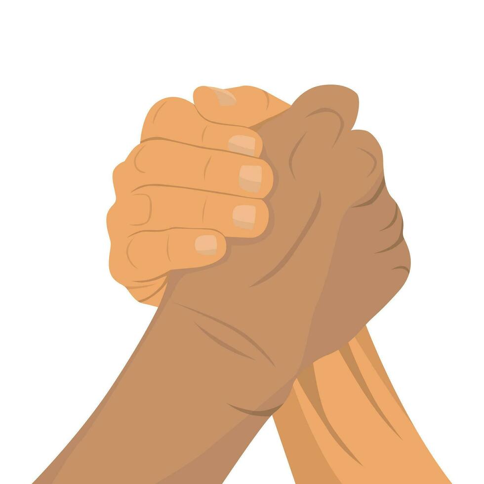 Flat design of both hands clenched together. Arm wrestling gestures vector