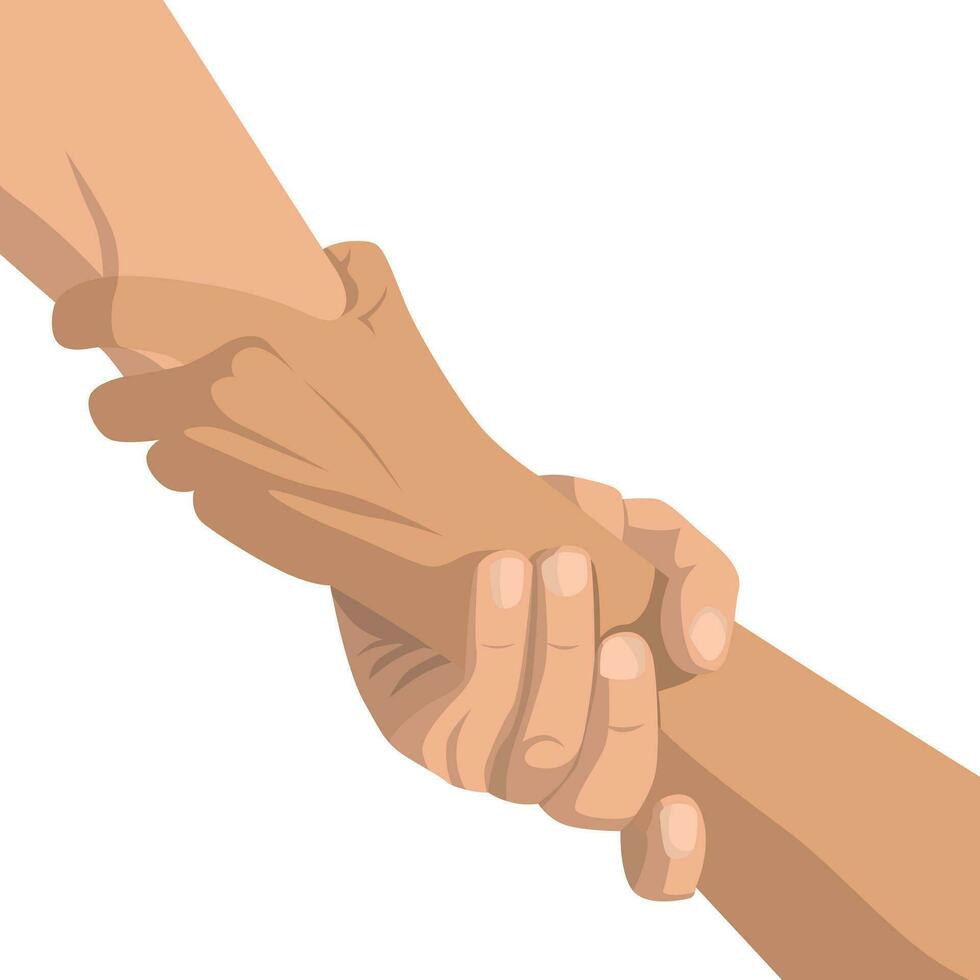 Flat design of two hands symbol of helping each other vector