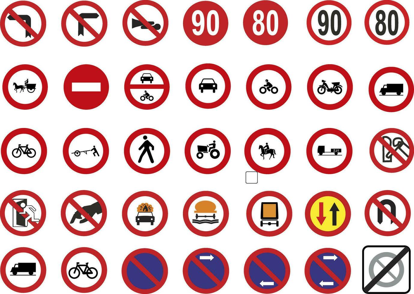 Prohibition signs for various companies or industries. No entry signs, varied traffic, etc. vector
