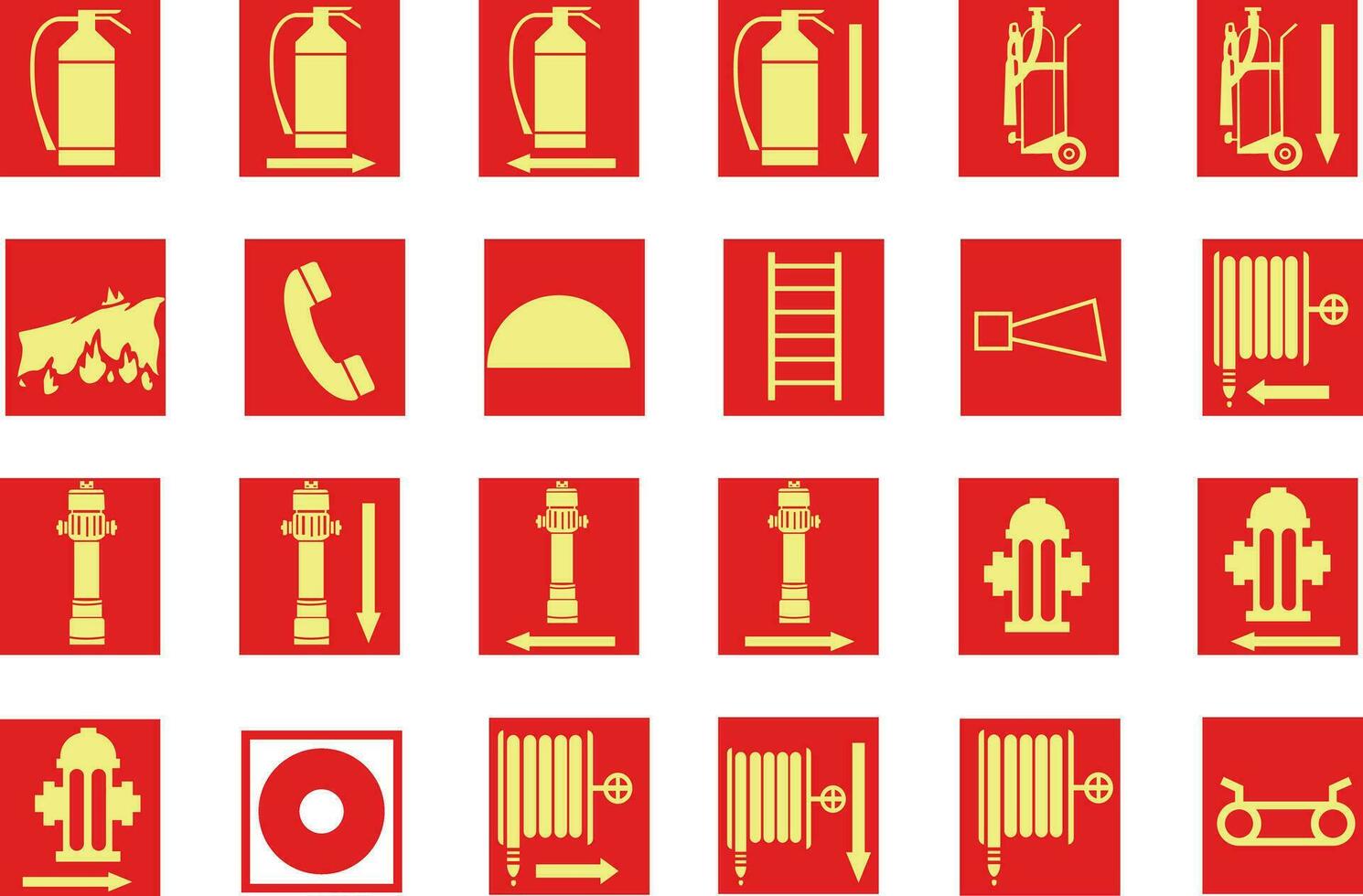 SET of signs ICONS fire and emergency vector