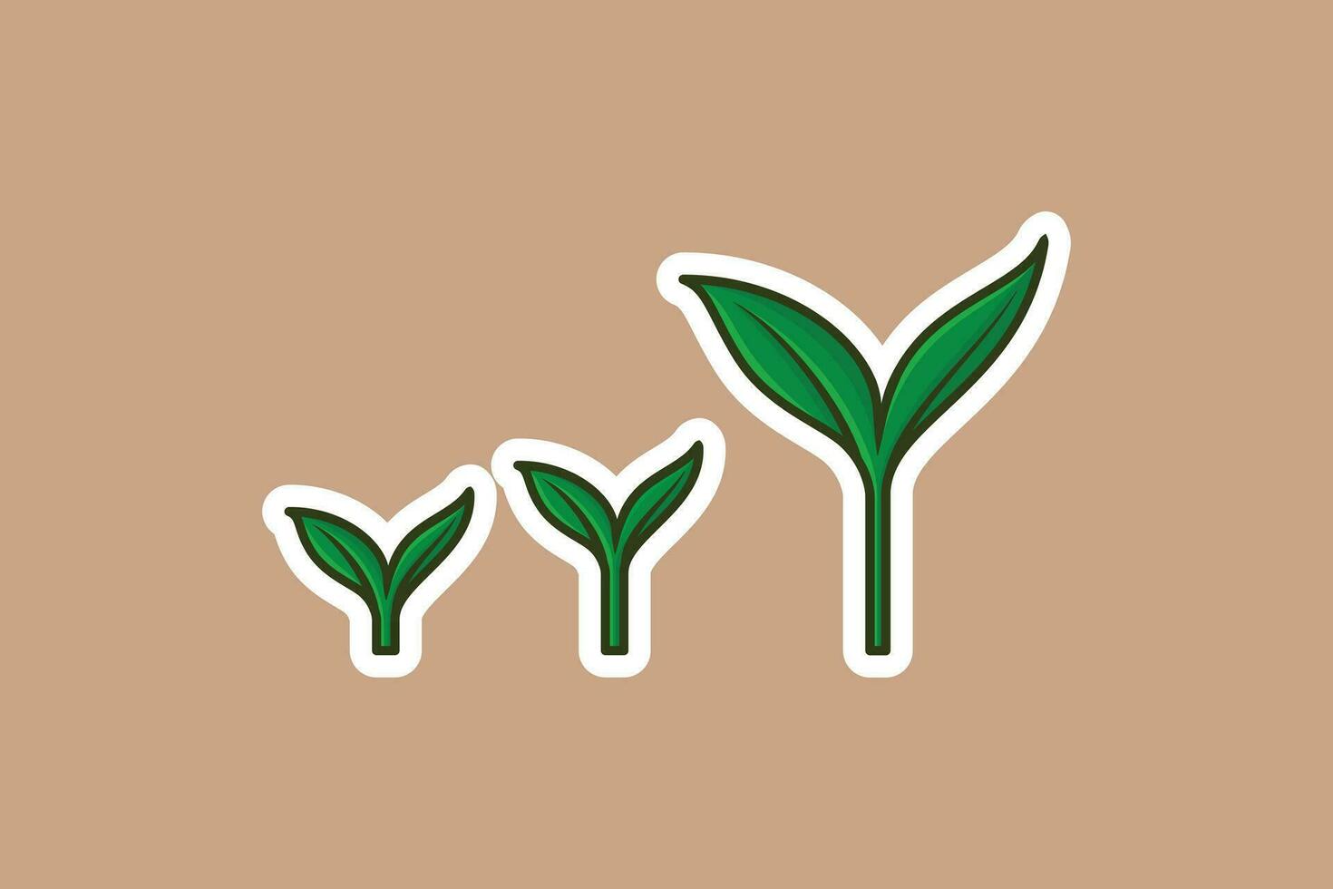 Seedling Green Plant Sticker vector illustration. Nature object icon concept. Green tree growth eco concept sticker vector design. Seeds sprout in ground.