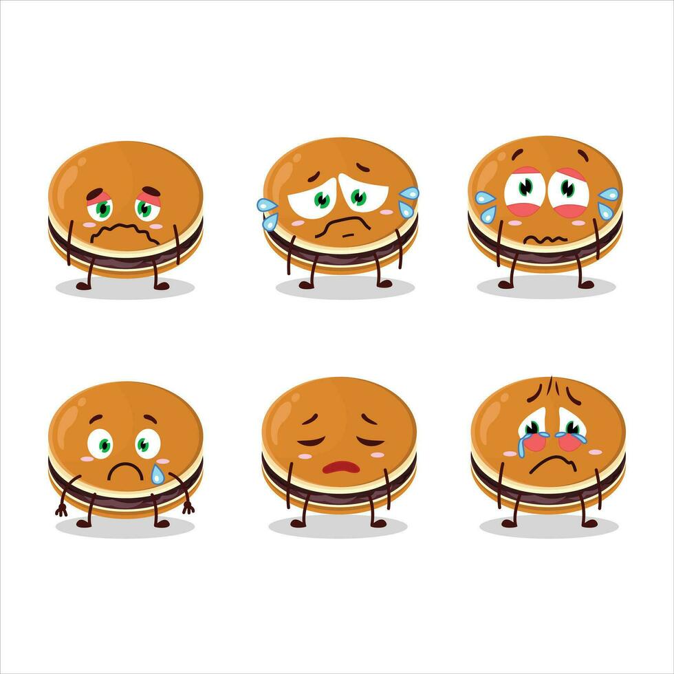Dorayaki in cartoon character with sad expression vector
