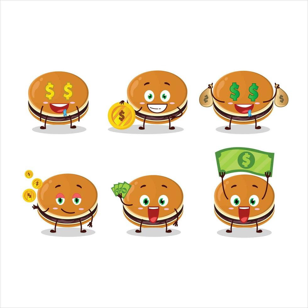 Dorayaki cartoon character with cute emoticon bring money vector