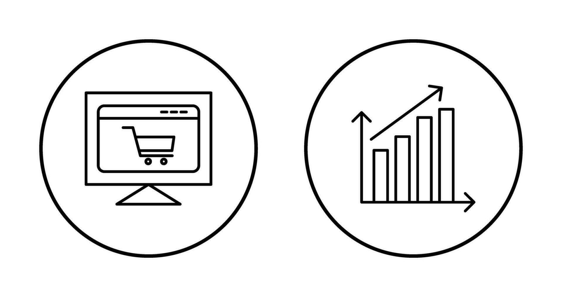 ecommerce website and rising statistics Icon vector