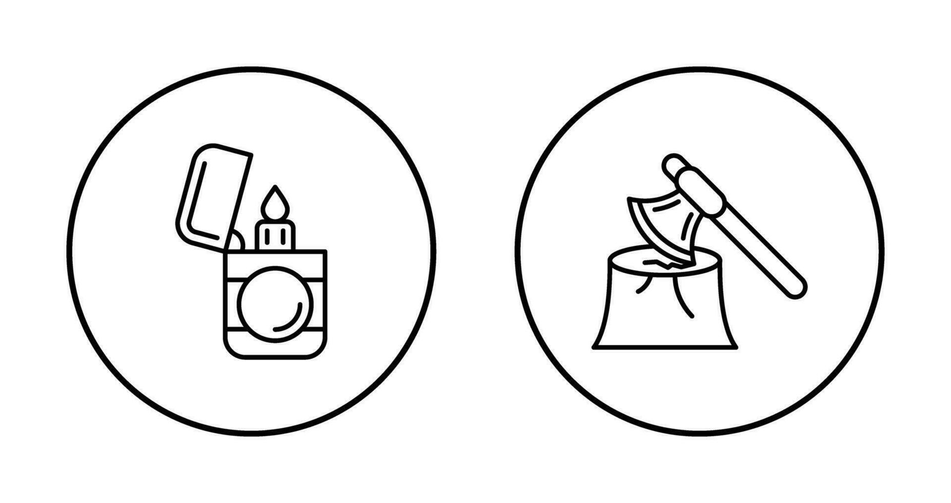 encendedor y madera icono vector