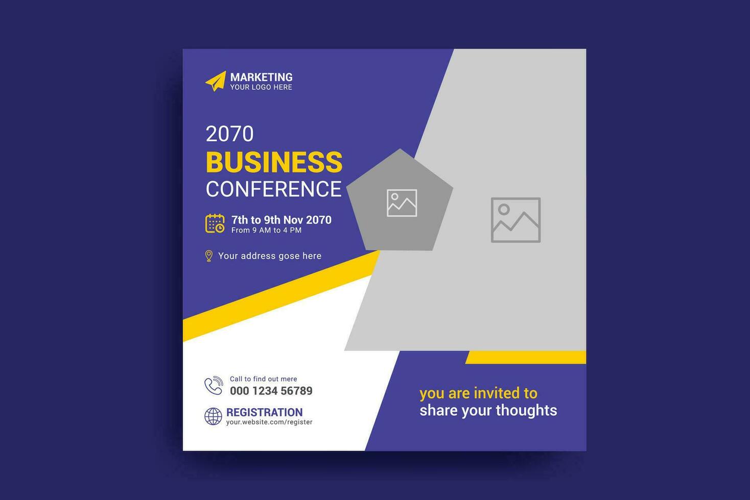 conference social media posts and banner design vector