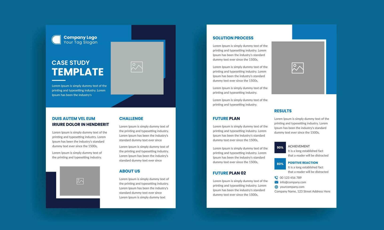 Business case study Double Side Flyer template vector