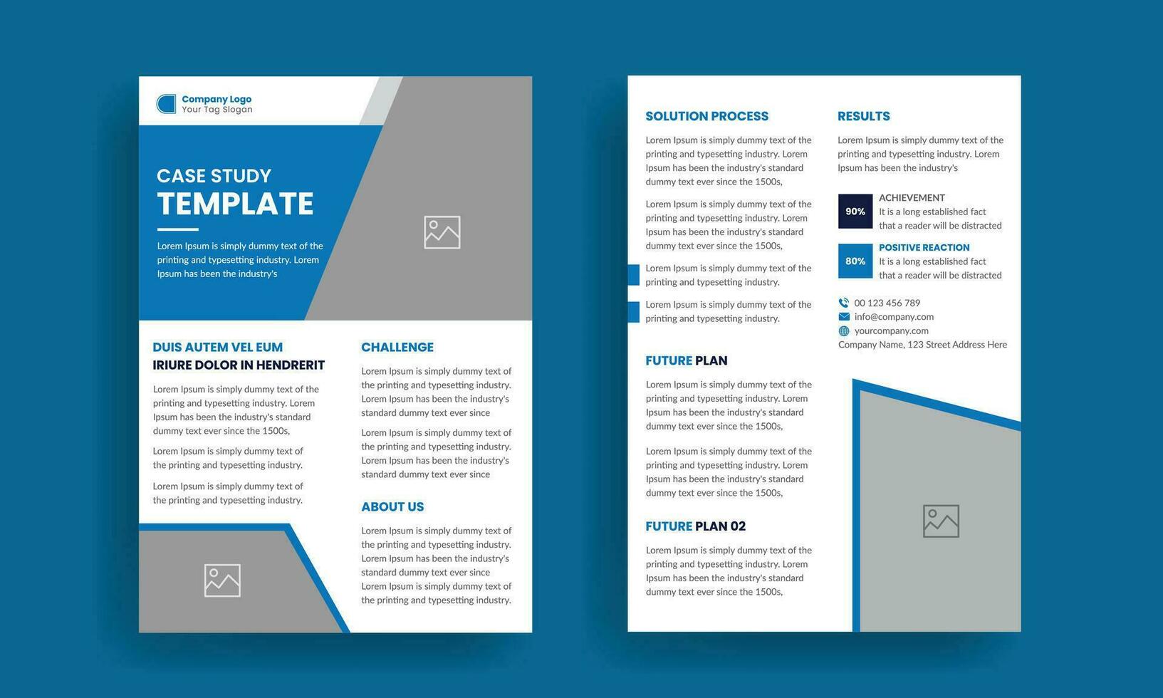 Business case study Double Side Flyer template vector