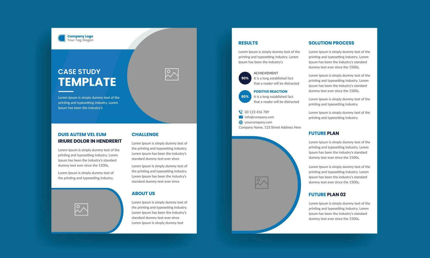 Business case study Double Side Flyer template vector
