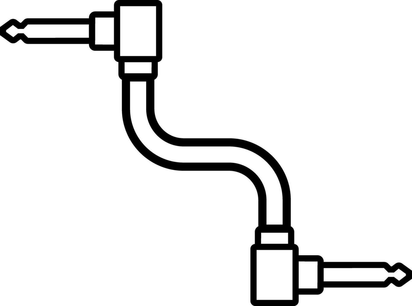 audio estudio plano icono vector. audio aux Jack cable conector musical instrumentos equipo. dos camino poder línea. curva efecto saltador cable. vector