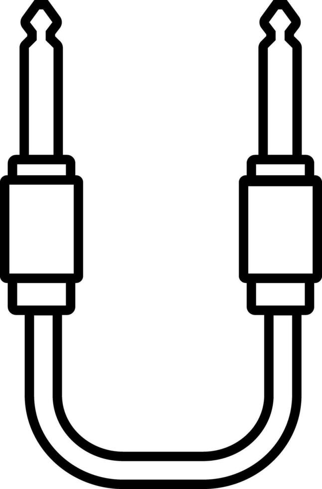 Audio studio flat icon vector. Audio aux jack cable connector musical instruments equipment. Two way curve power line. vector