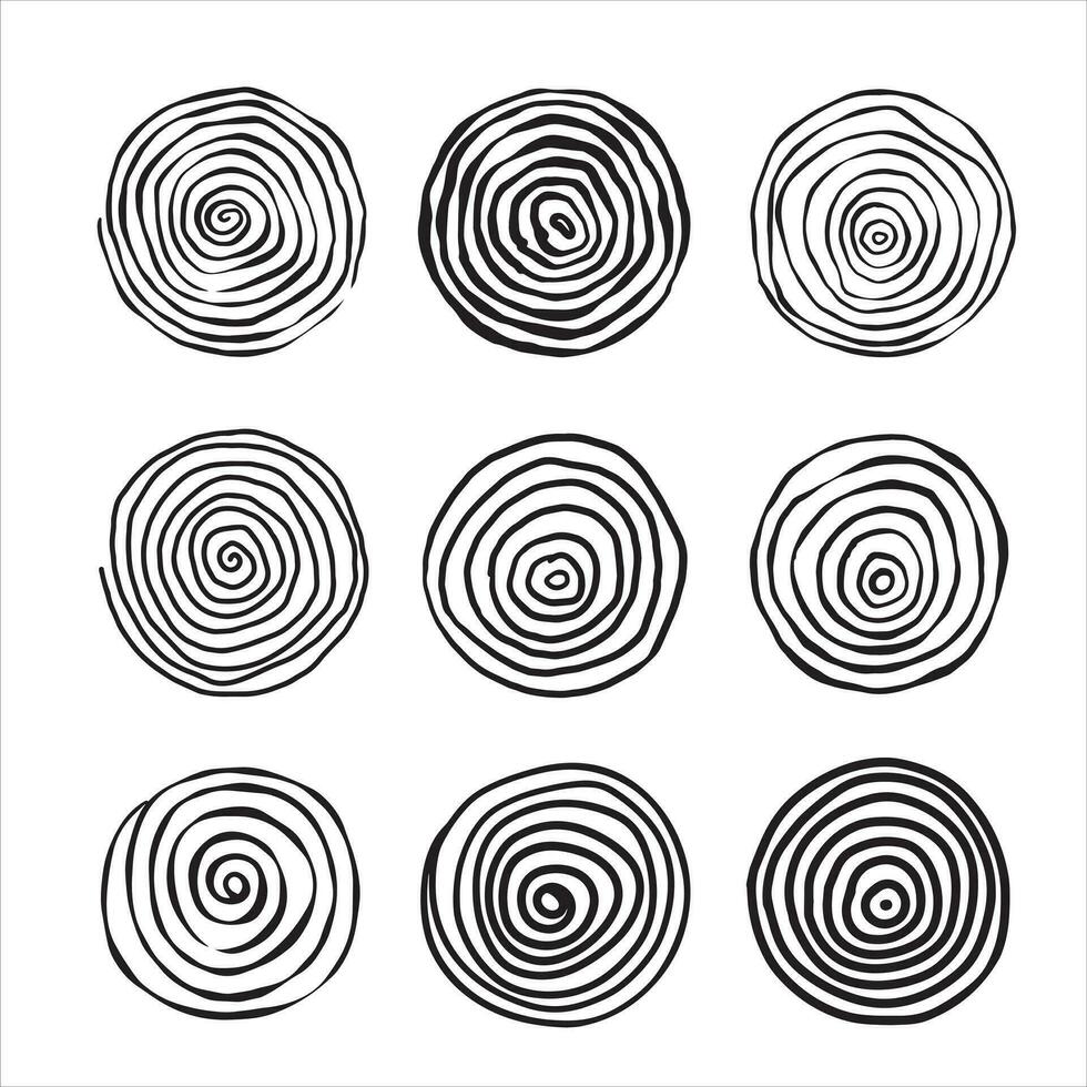 Swirl Spiral Line. Circle doodle element. Round spinning geometric graphic. Twirl circular pattern. Wave vortex decorative simple ornament vector