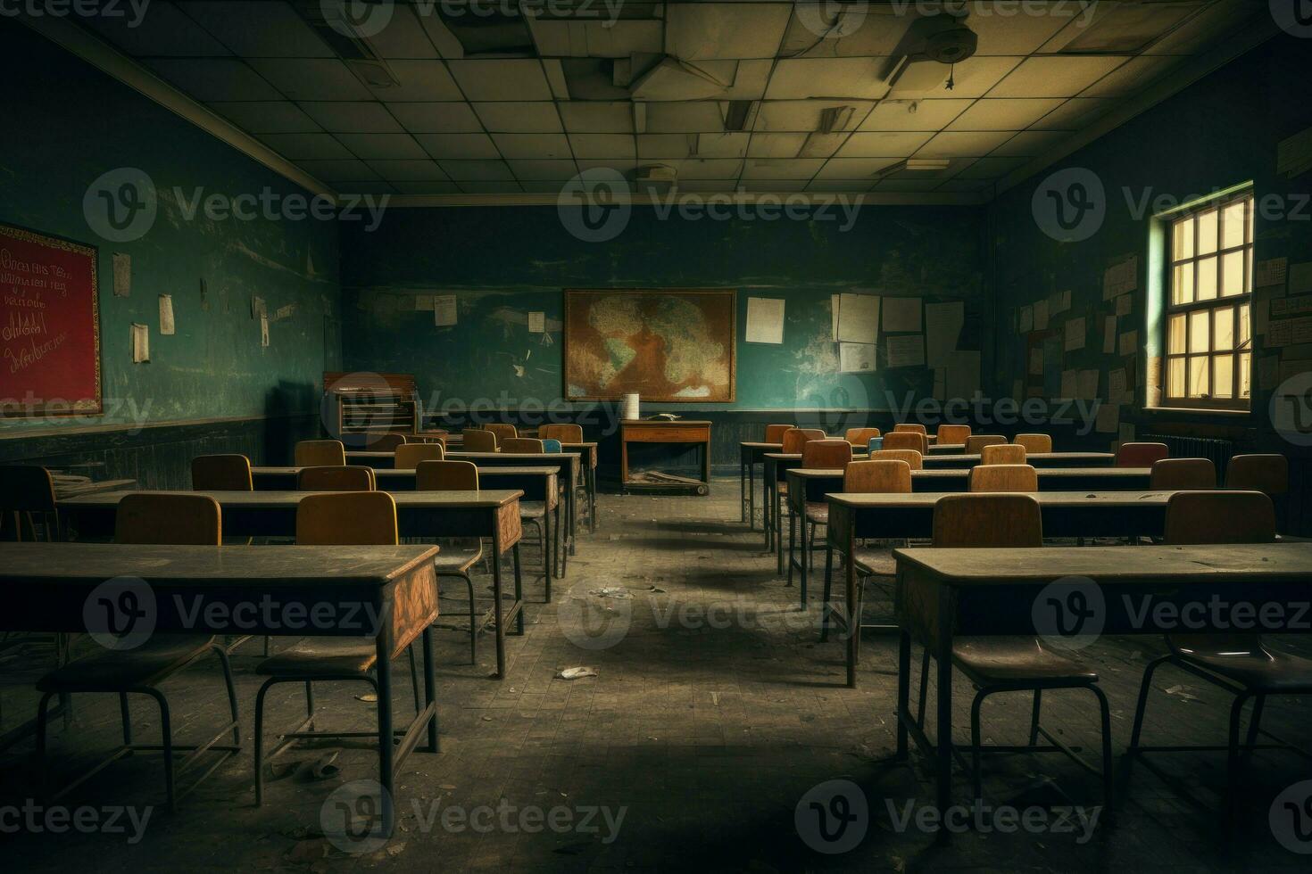 New Empty classroom. Generate Ai photo