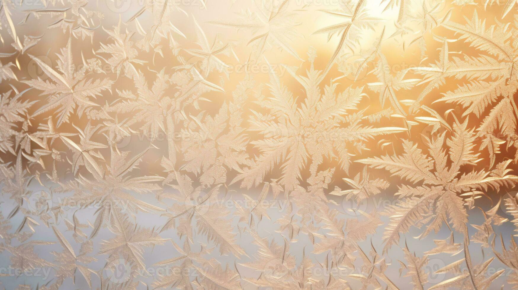 ai generative Ice flower on window close up at early morning sunshine photo