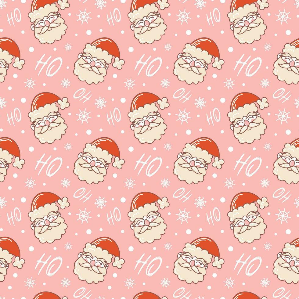 Funny Santa Claus. Seamless pattern. Cute Christmas characters in retro cartoon style. For wallpaper, fabric, wrapping, background. vector