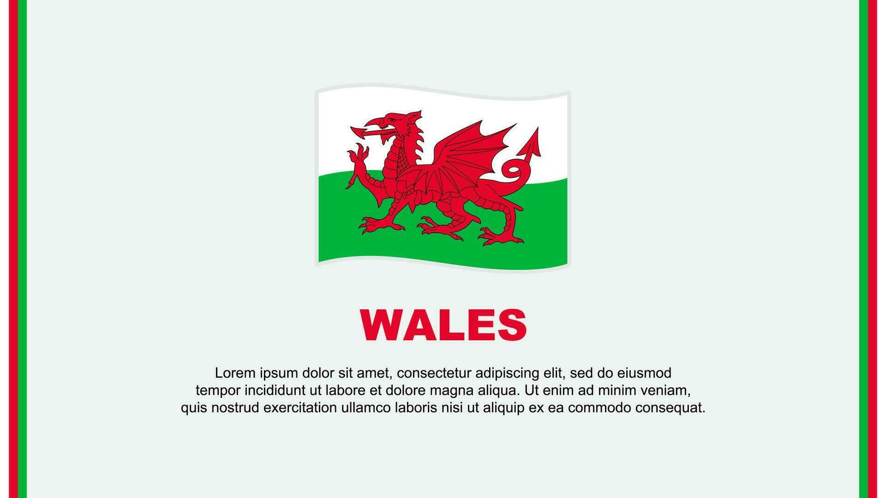 Gales bandera resumen antecedentes diseño modelo. Gales independencia día bandera social medios de comunicación vector ilustración. Gales dibujos animados