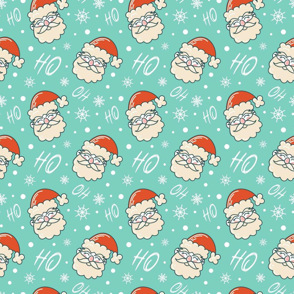 Funny Santa Claus. Seamless pattern. Cute Christmas characters in retro cartoon style. For wallpaper, fabric, wrapping, background. vector