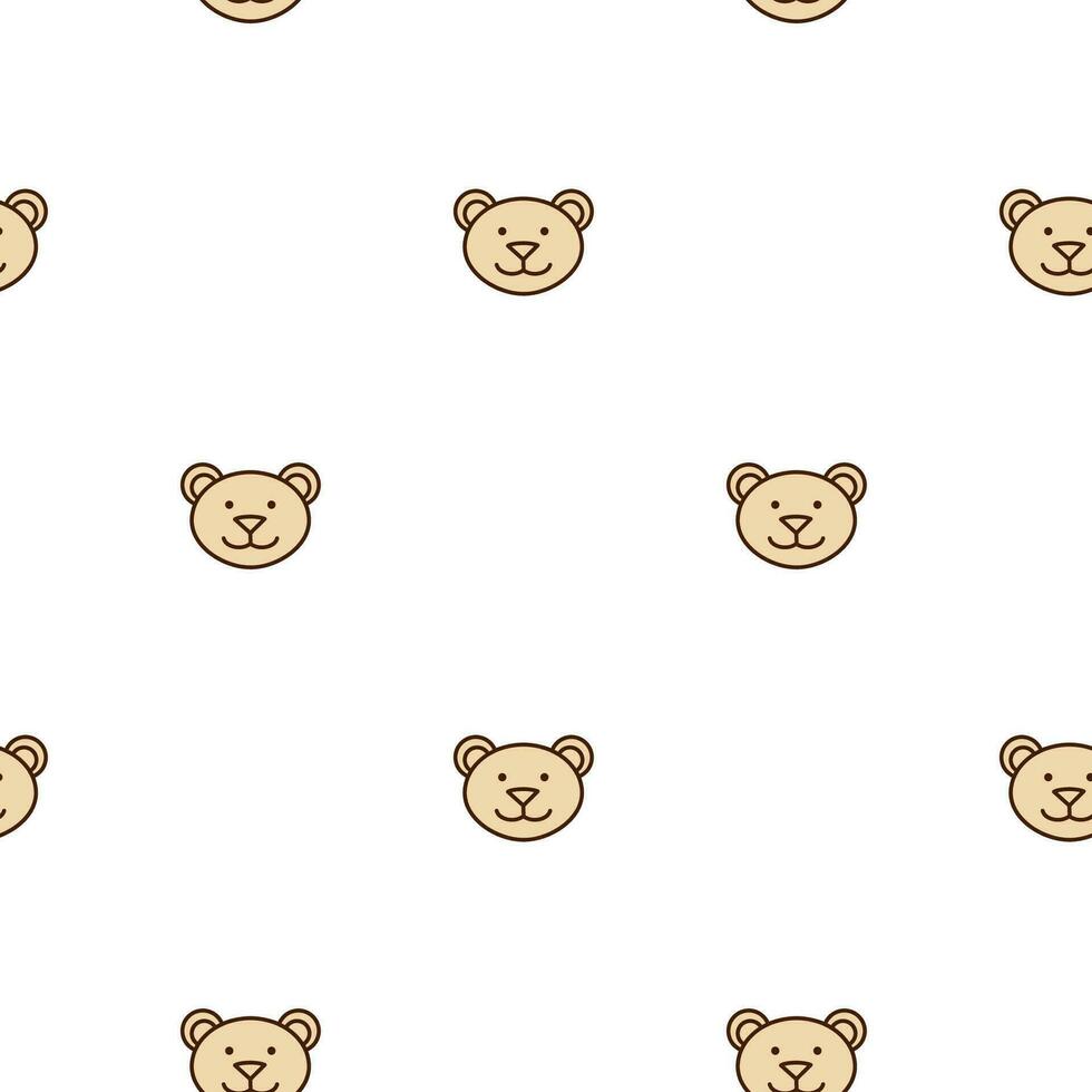 Bear muzzle. Bear character is in doodle style for designing baby clothes. Hand drawn seamless pattern with cartoon bear. Bohemian nursery print. Kids design texture for pajamas. Vector illustration