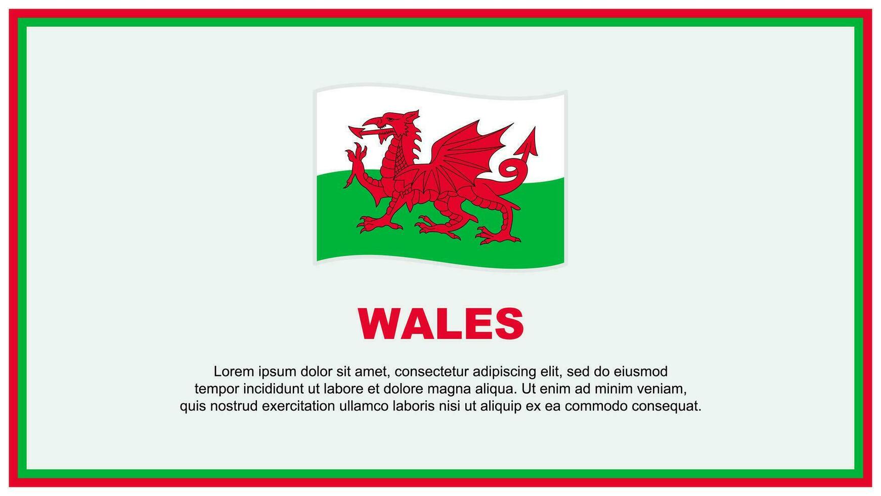 Gales bandera resumen antecedentes diseño modelo. Gales independencia día bandera social medios de comunicación vector ilustración. Gales bandera
