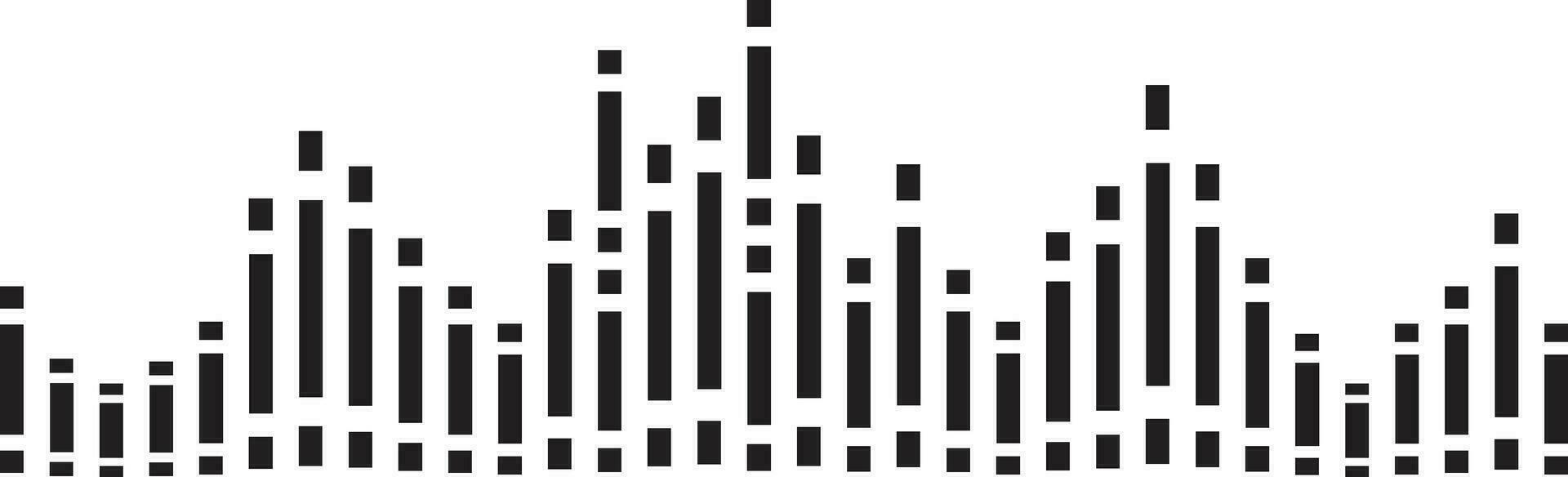 Radio Wave icon. Monochrome simple sound wave isolated on. Equalizer, Audio wave, Radio signal, medical, Music, Recording, Vector. Volume level symbols vector