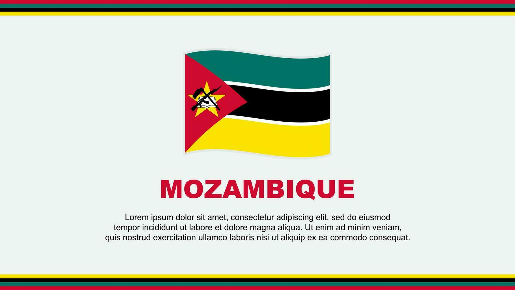 Mozambique Flag Abstract Background Design Template. Mozambique Independence Day Banner Social Media Vector Illustration. Mozambique Design