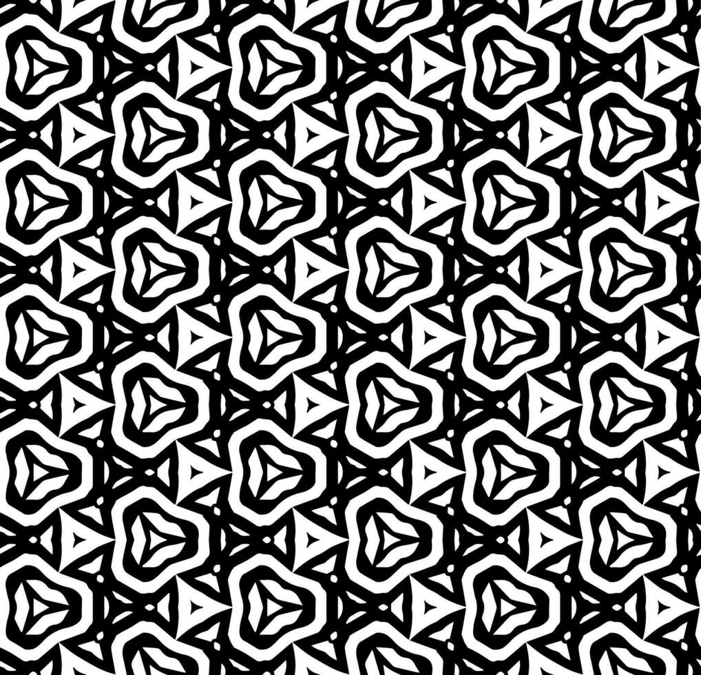 Black and white seamless abstract pattern. Background and backdrop. Grayscale ornamental design. Mosaic ornaments. Vector graphic illustration.