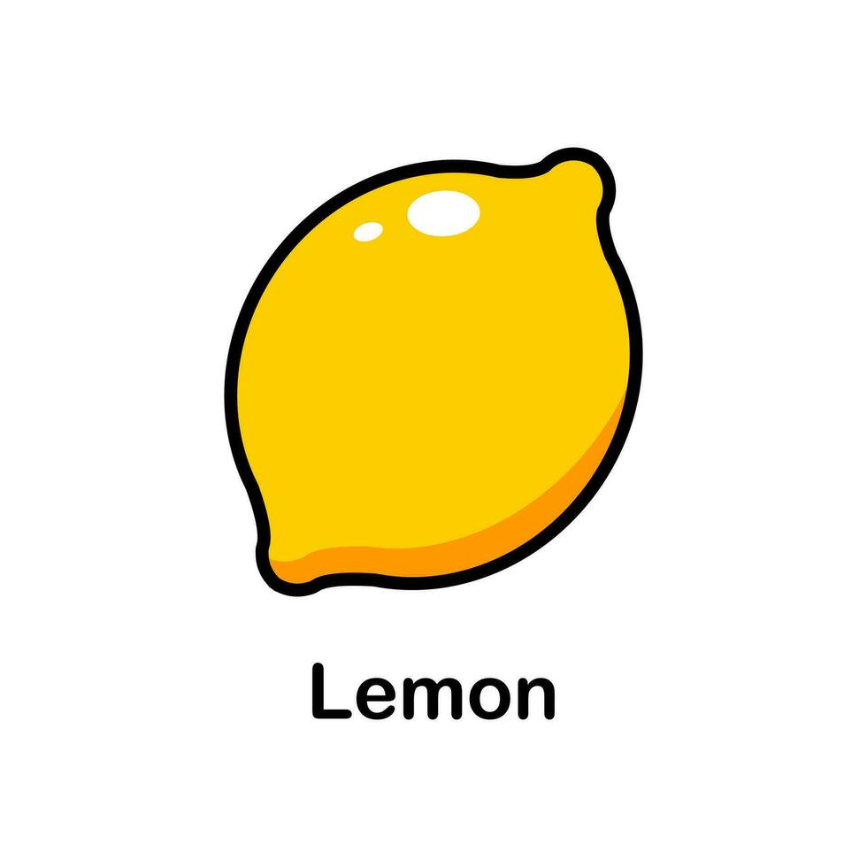 Vector illustration of lemon in cartoon style.