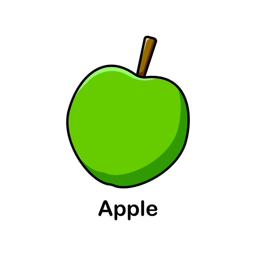 Vector illustration of a green apple, cartoon style.