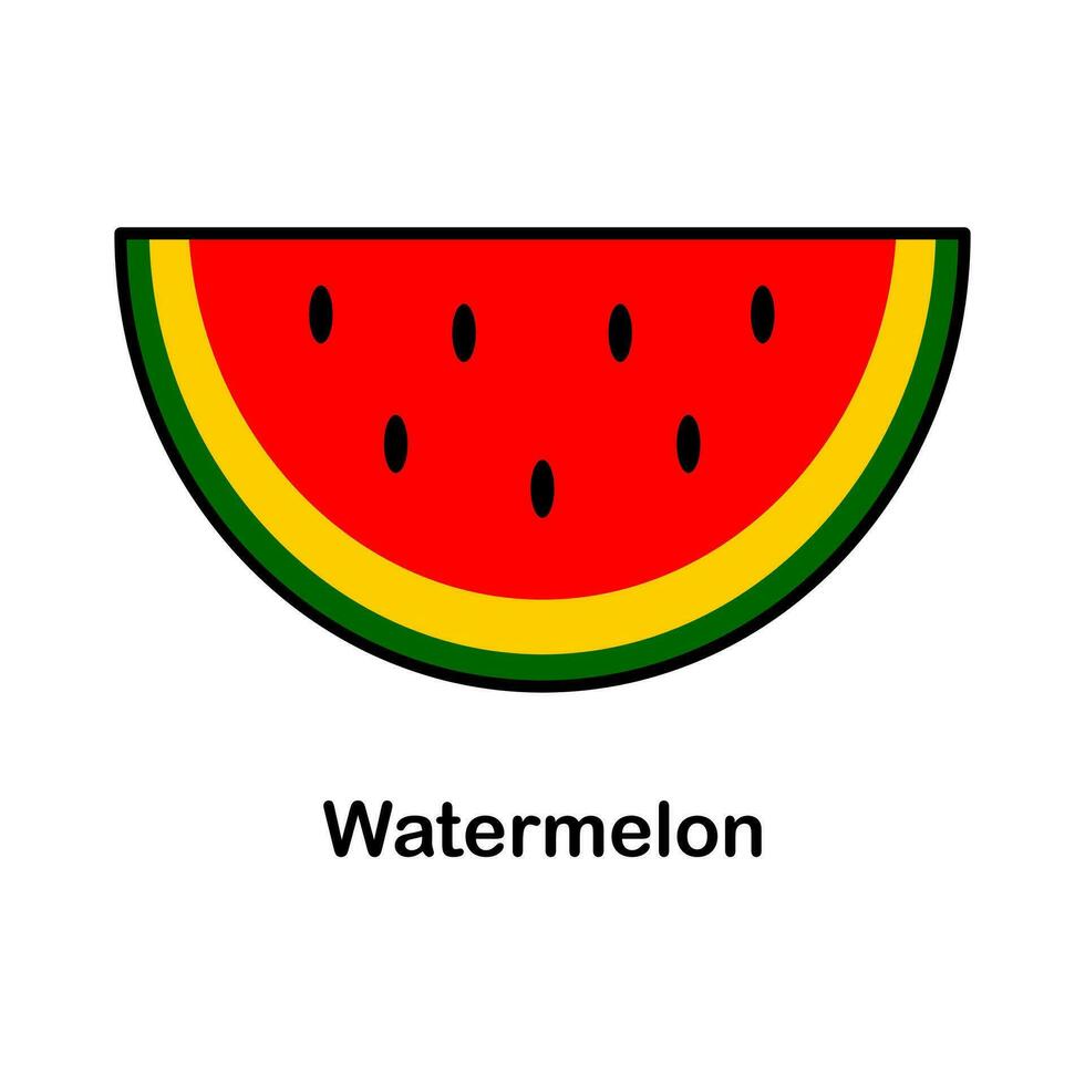 Vector illustration of a watermelon slice, in cartoon style.