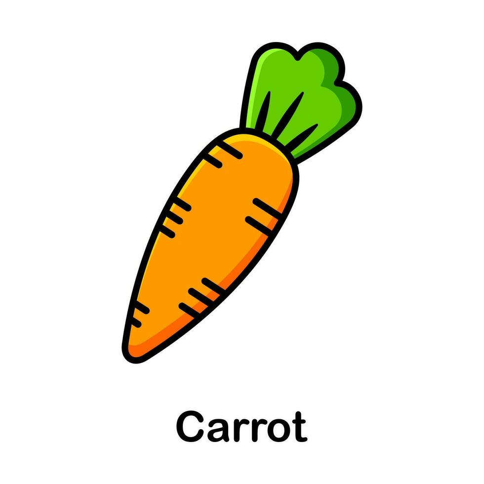 Illustration of a carrot in cartoon style. vector