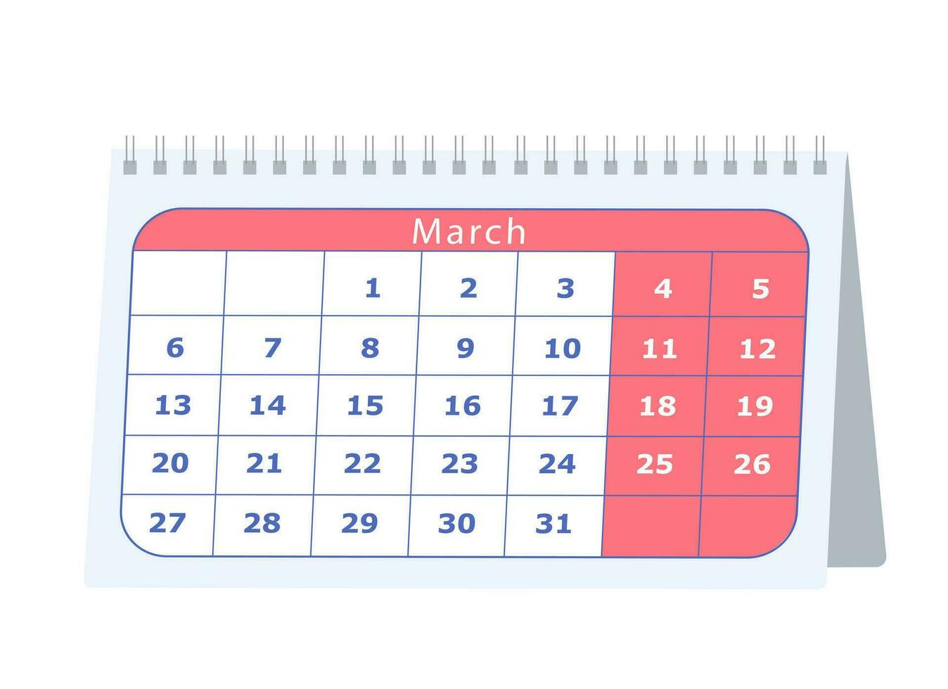 Calendar isolated on white background. Design elements vector