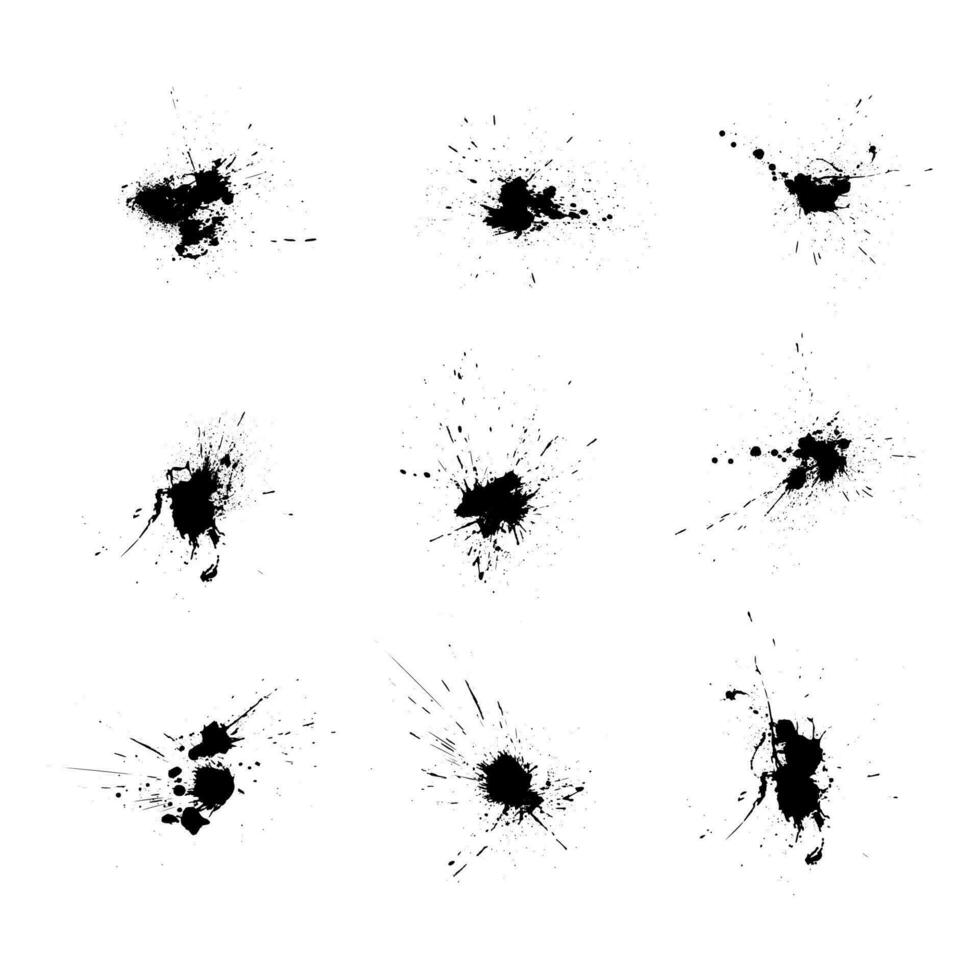 Abstract paint ink splatters element Paint splashes isolated set vector illustration
