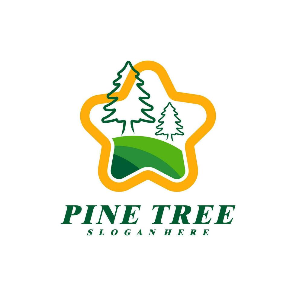 pino árbol con estrella logo diseño vector. creativo pino árbol logo conceptos modelo vector