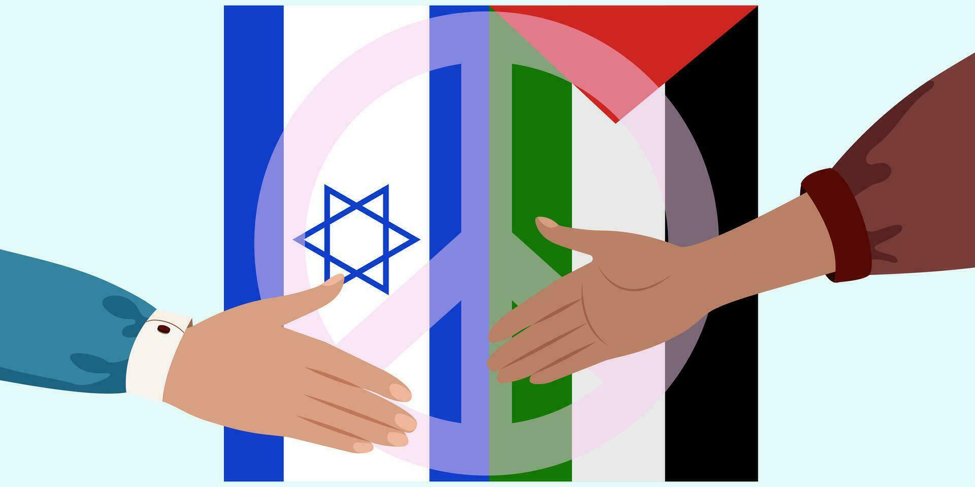 no war concept, peace symbol for Israel and Palestine. extending hands for a handshake. Peace concept vector illustration