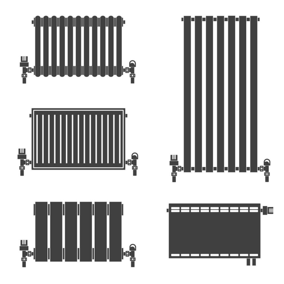 Central Heating Radiators icons. vector