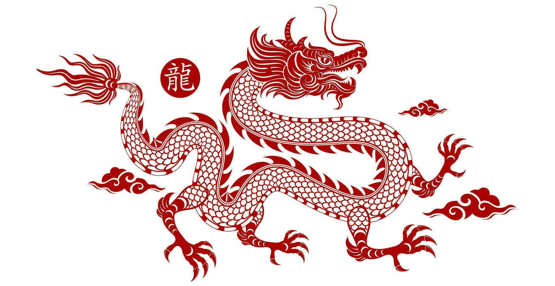 Traditional red Chinese Dragon vector