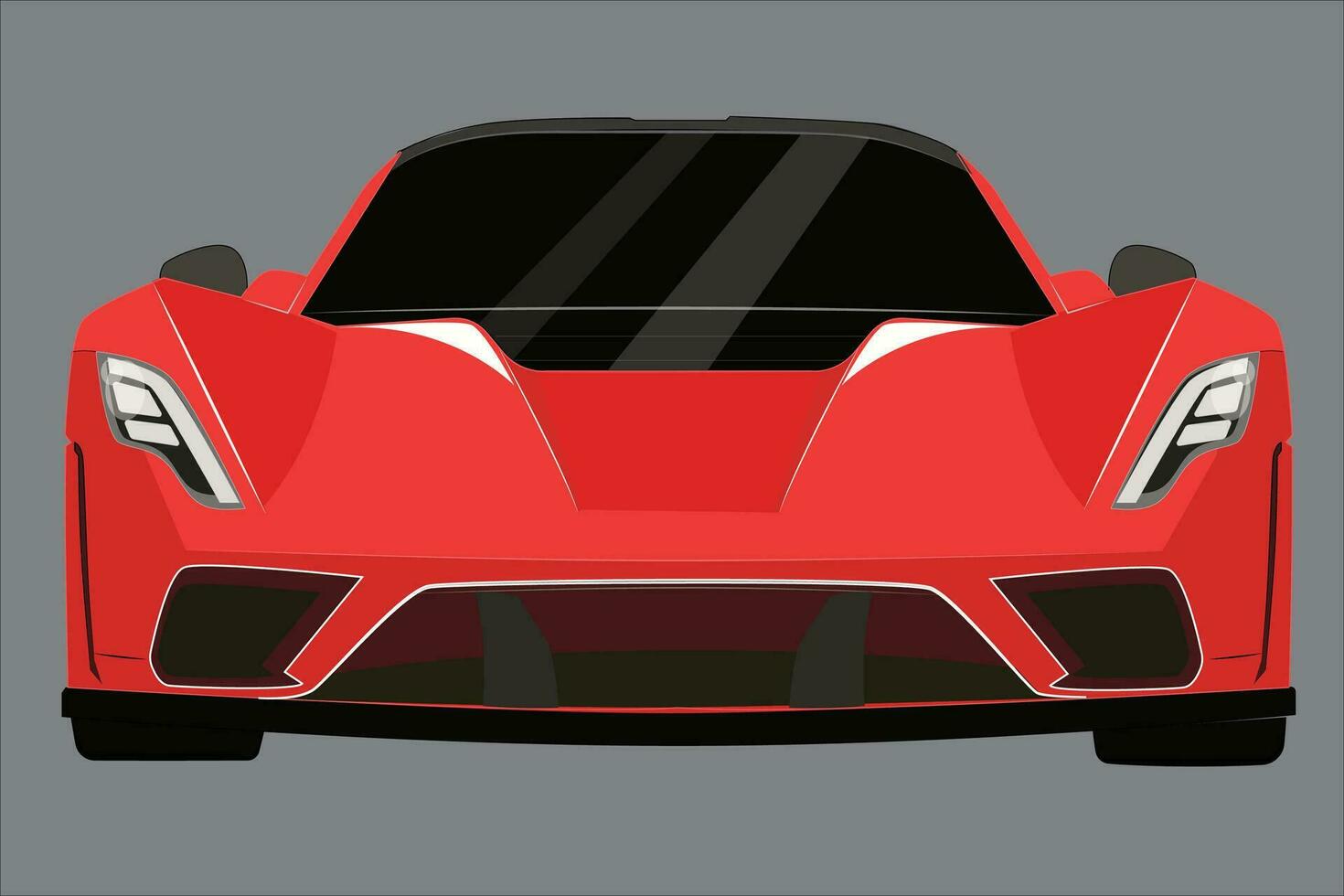 rojo Deportes auto, frente vista. rojo 3d carreras coche frente ver vector ilustración - Deportes vehículo en realista estilo, aislado en blanco antecedentes.