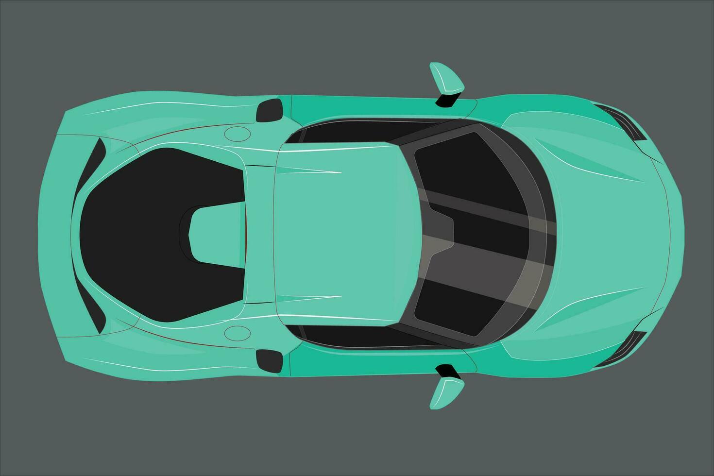 Blue sports car vector template, simple colors without gradients and effects. View from above. sports car, urban car