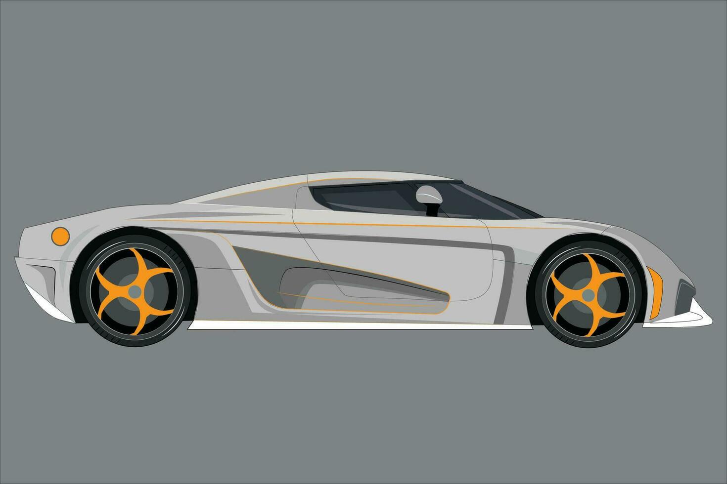 Silver sports car, view from the side, in vector. super car, hyper car. futuristic car. vector